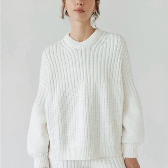 The Knotty Ones Sweaters - The Knotty Ones Delcia Organic Cotton Off-White Sweater Size Small/Medium
